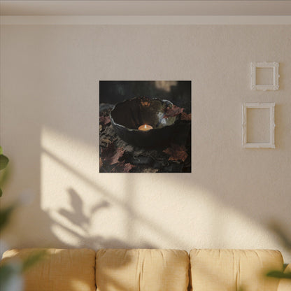 Candlelight Ceramic Bowl Canvas Art - Dark Japandi Kanso