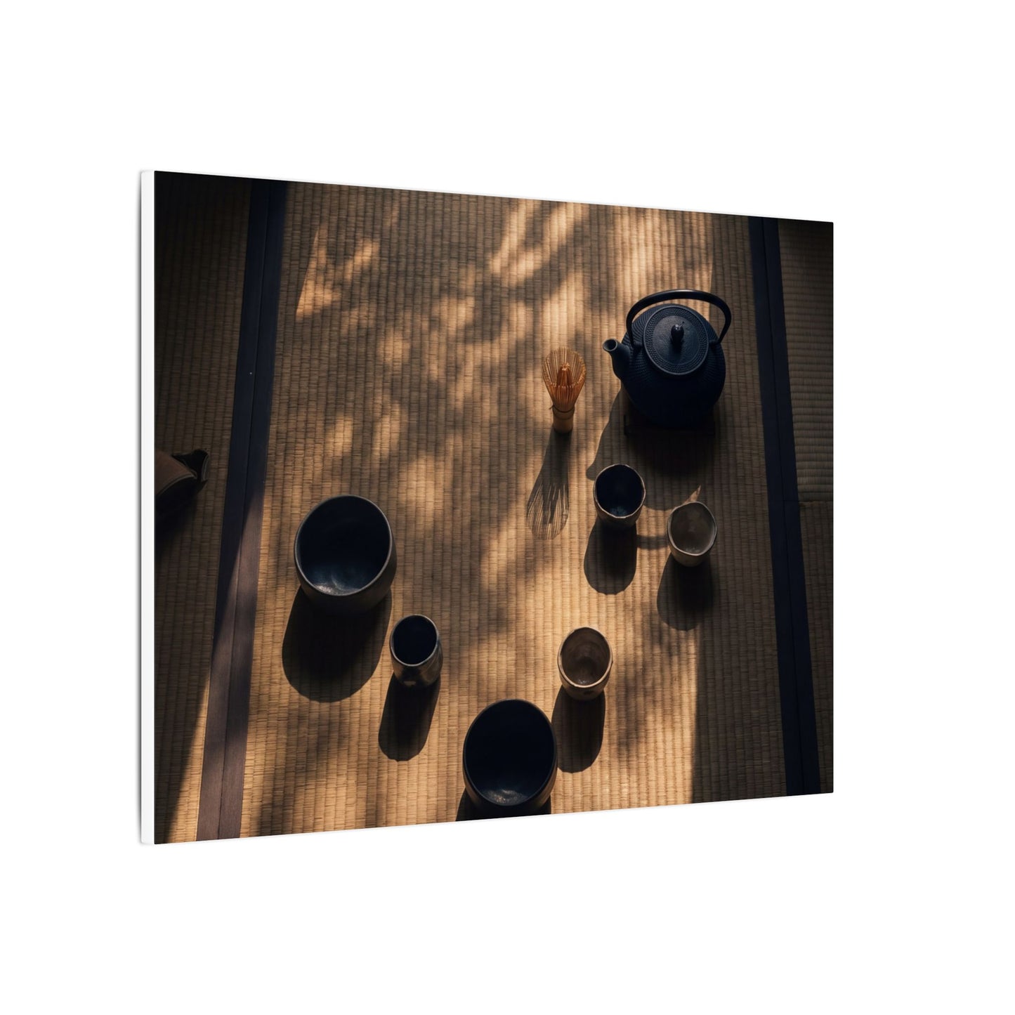 Shibui Tea Ceremony Canvas Art - Dark Japandi Shadow Zen