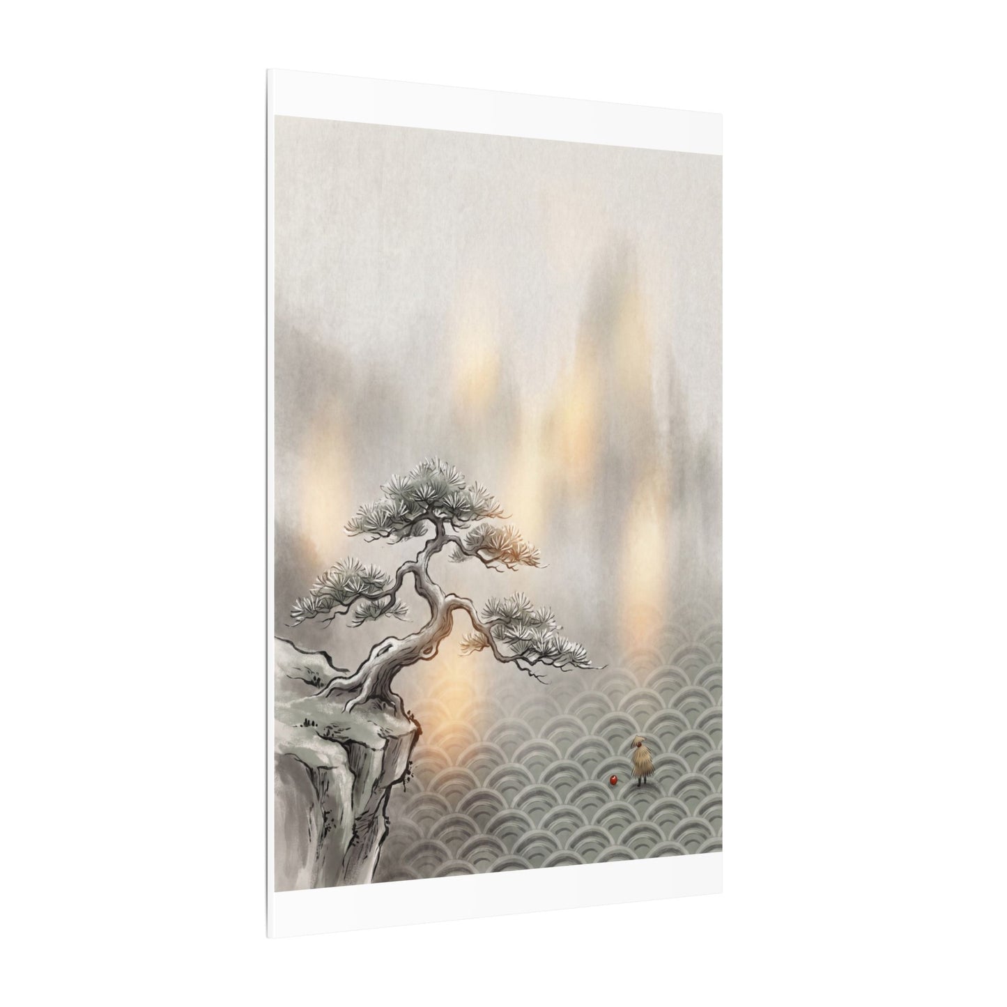 Pine Tree Canvas Art | Winter Japandi Japanese Pattern Art