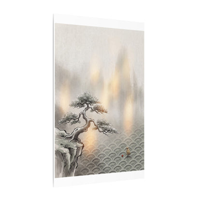 Pine Tree Canvas Art | Winter Japandi Japanese Pattern Art