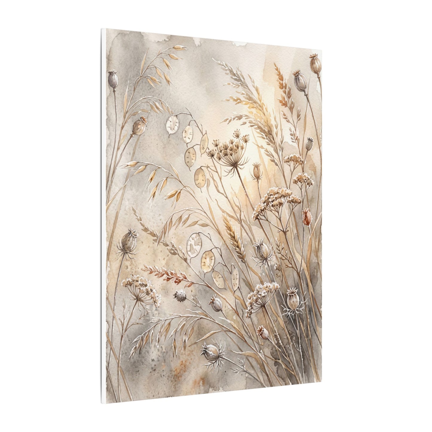 Winter Dried Flowers Watercolor Canvas Art | Warm Decor