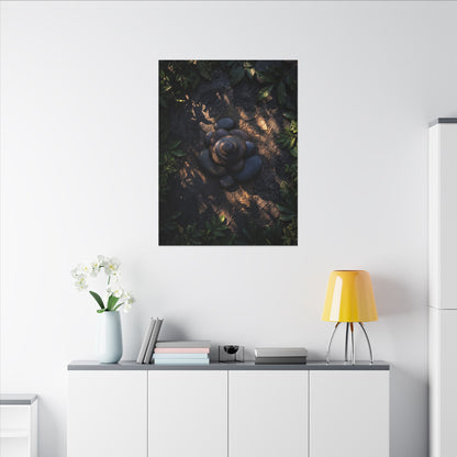 Ma River Stones Canvas Art - Dark Japandi Dark Texture