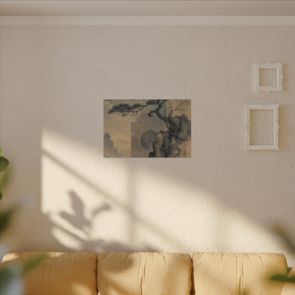 Japandi Pine Tree in Moonlight | Japanese Pattern Canvas Art