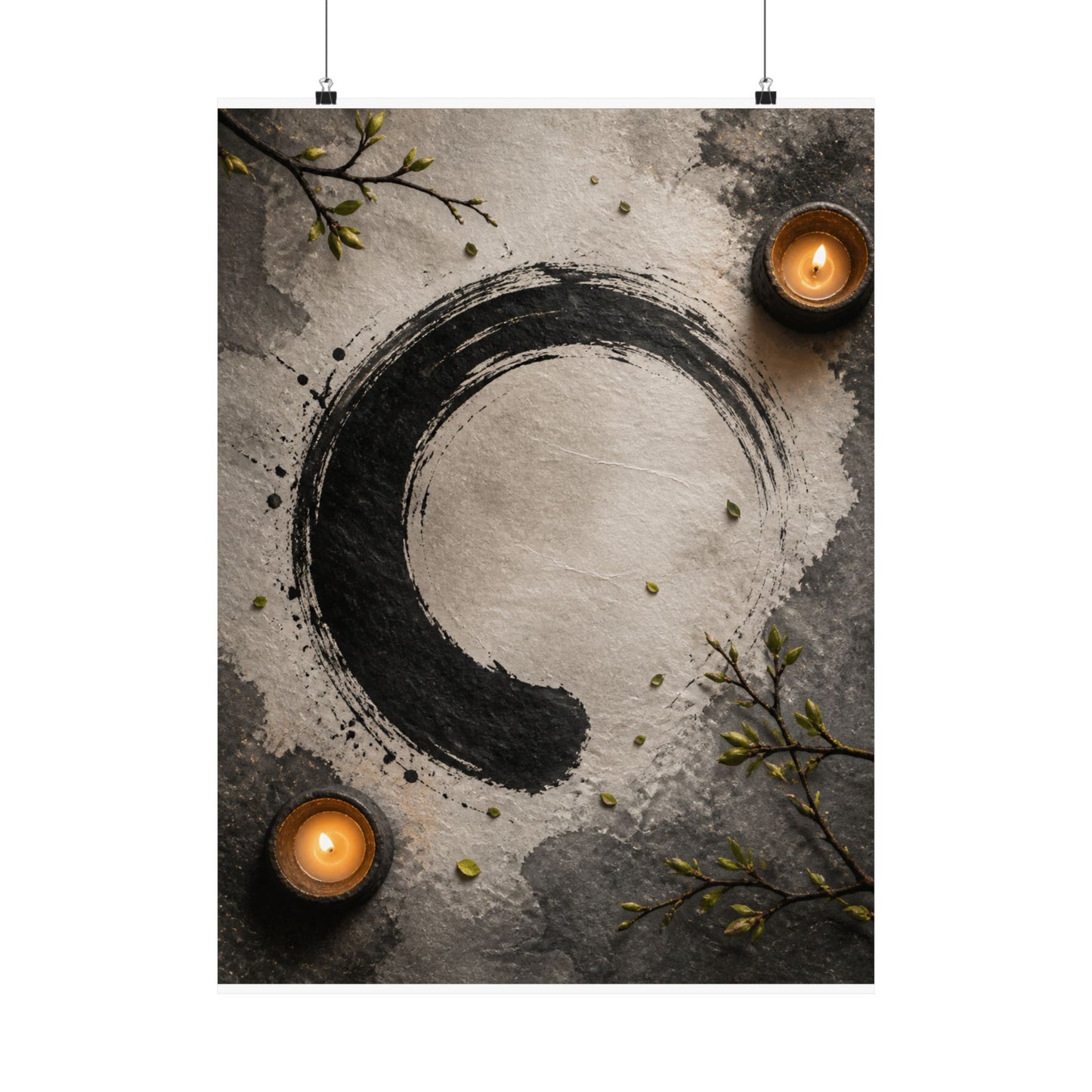 Peaceful Ink Brushstroke Wall Art Print - Enso Zen