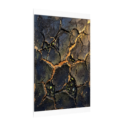 Cracked Earth Spring Canvas Art | Dark Japandi Atmospheric Design