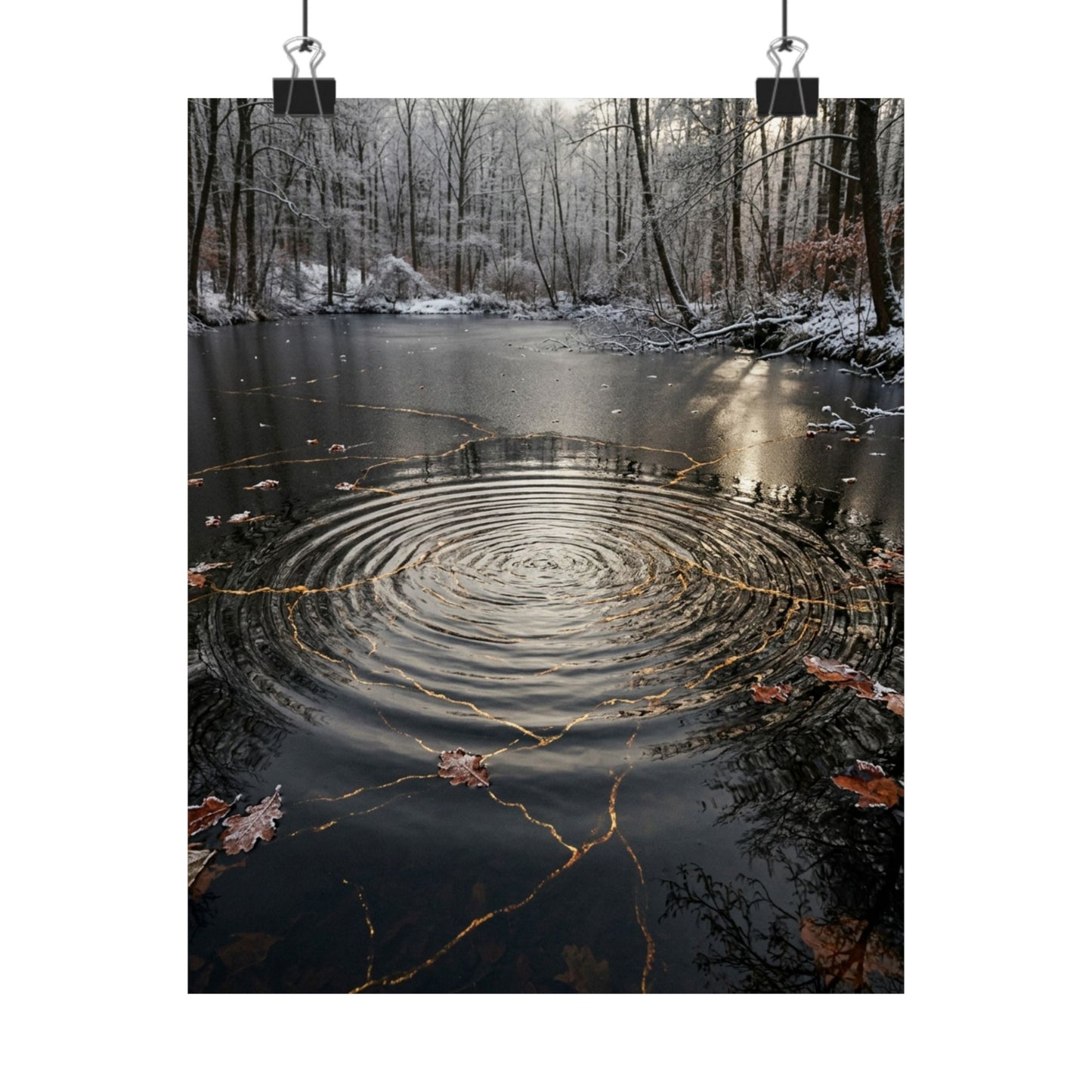 Water Ripple Wall Art Print | Winter Kintsugi Broken Beauty Art