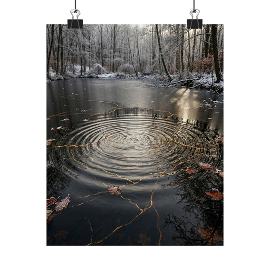 Water Ripple Wall Art Print | Winter Kintsugi Broken Beauty Art