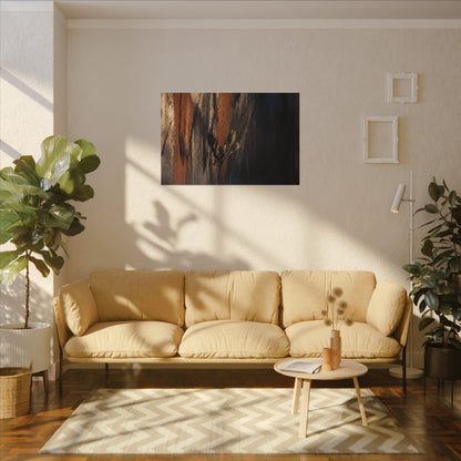Rust Patina Charcoal Ink Canvas Art | Moody Dark Japandi Art