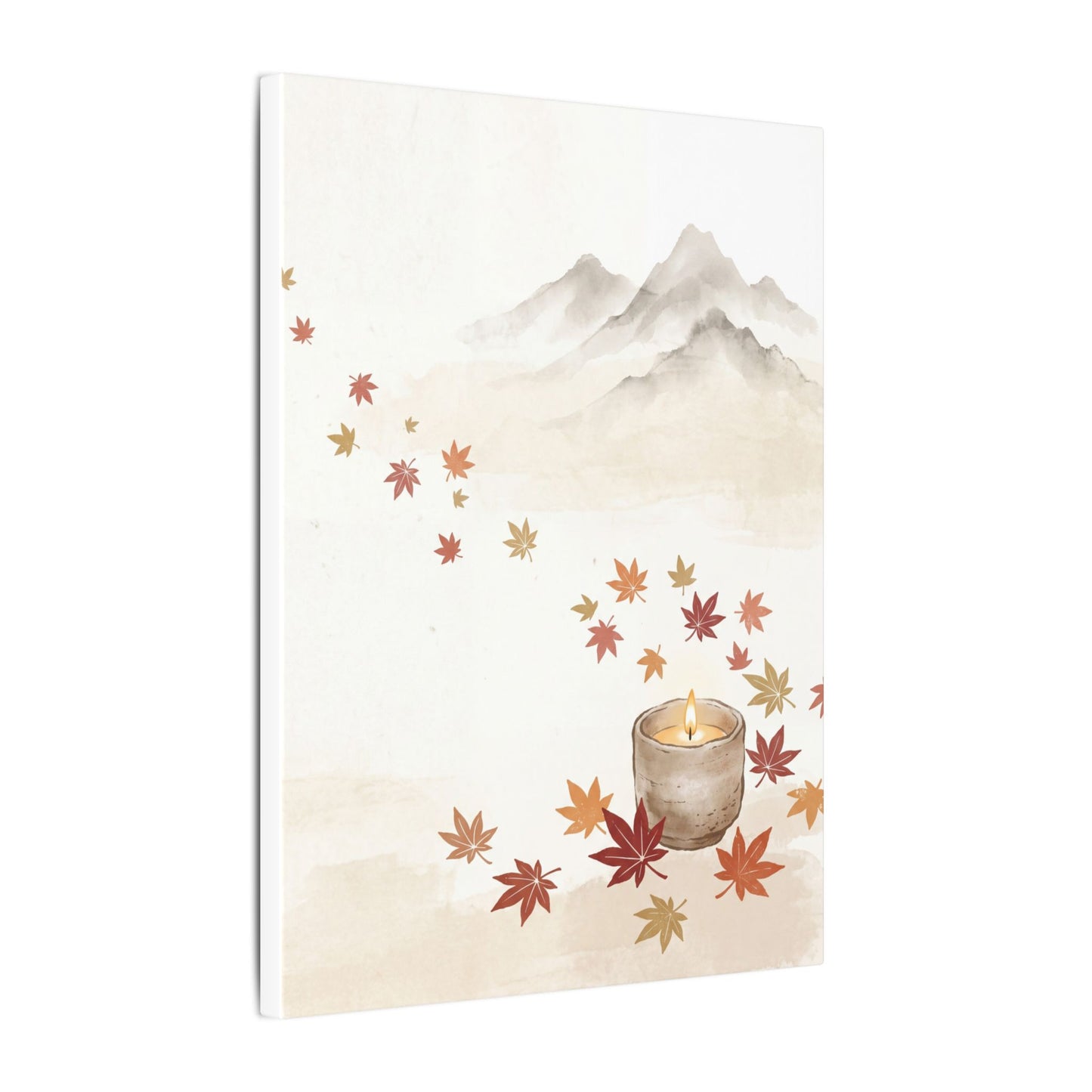 Earthy Mountain Mist Canvas Art - Japanese Pattern Japandi