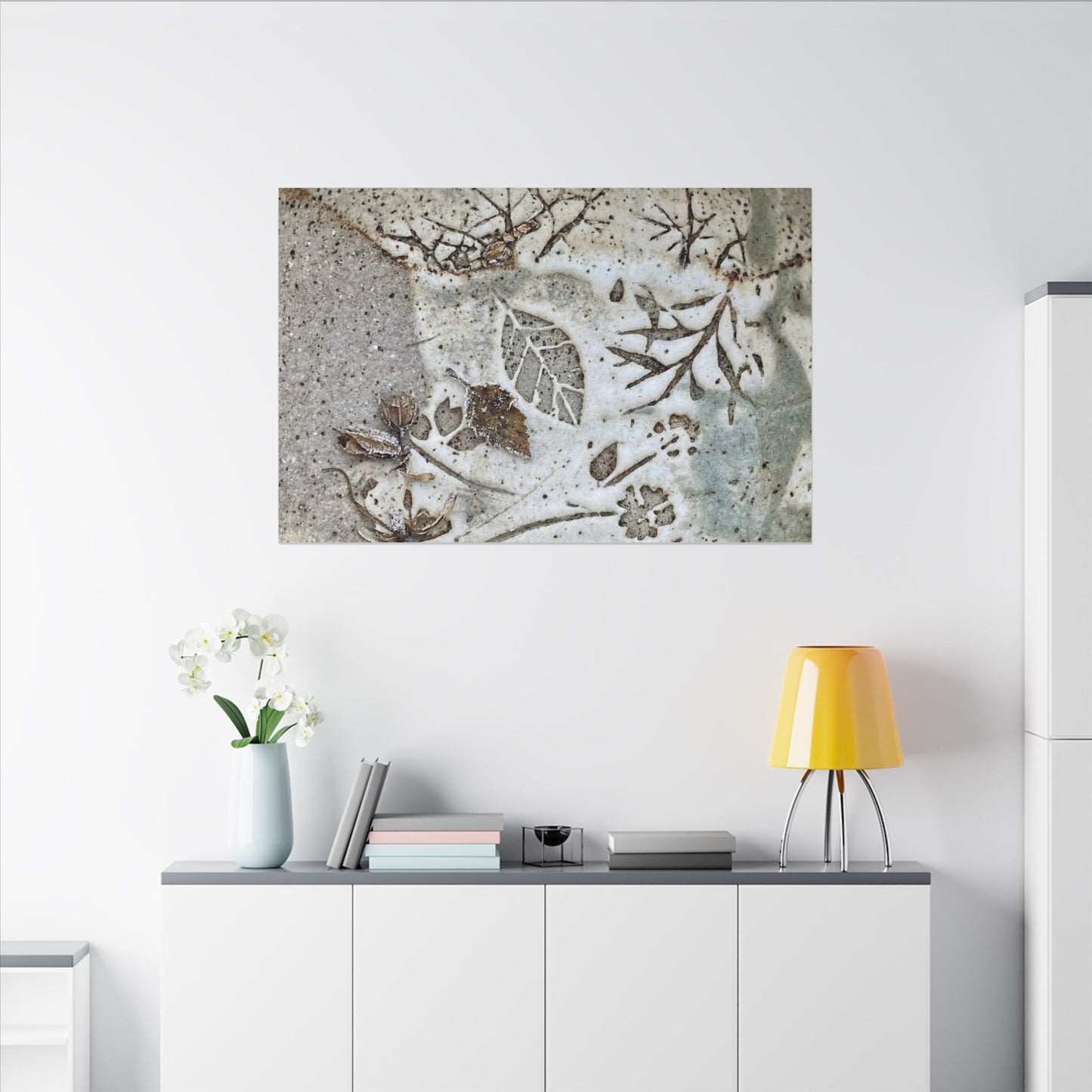 Ceramic Bowl Winter Canvas Art | Japandi Earthy Design