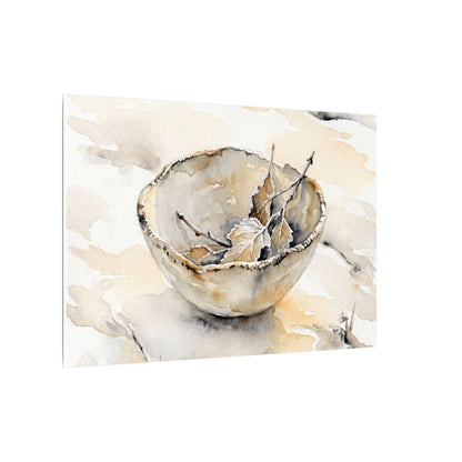Ceramic Bowl Canvas Art | Winter Japandi Watercolor Art