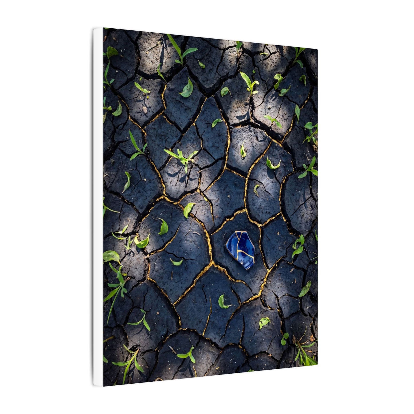 Cracked Earth Canvas Art | Spring Dark Japandi Moody Minimal Art