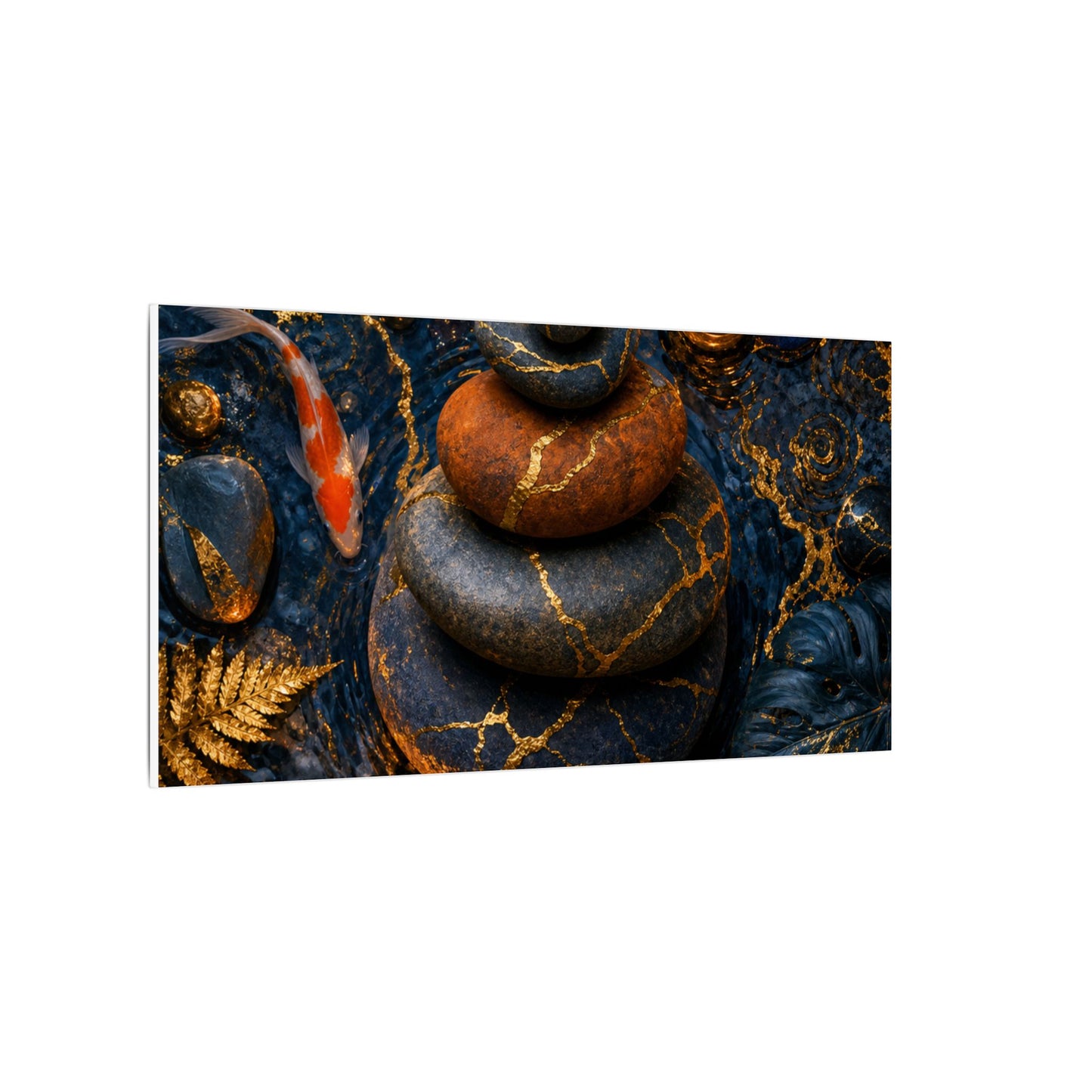Summer River Stones Gold Vein Canvas Art | Resilient Decor