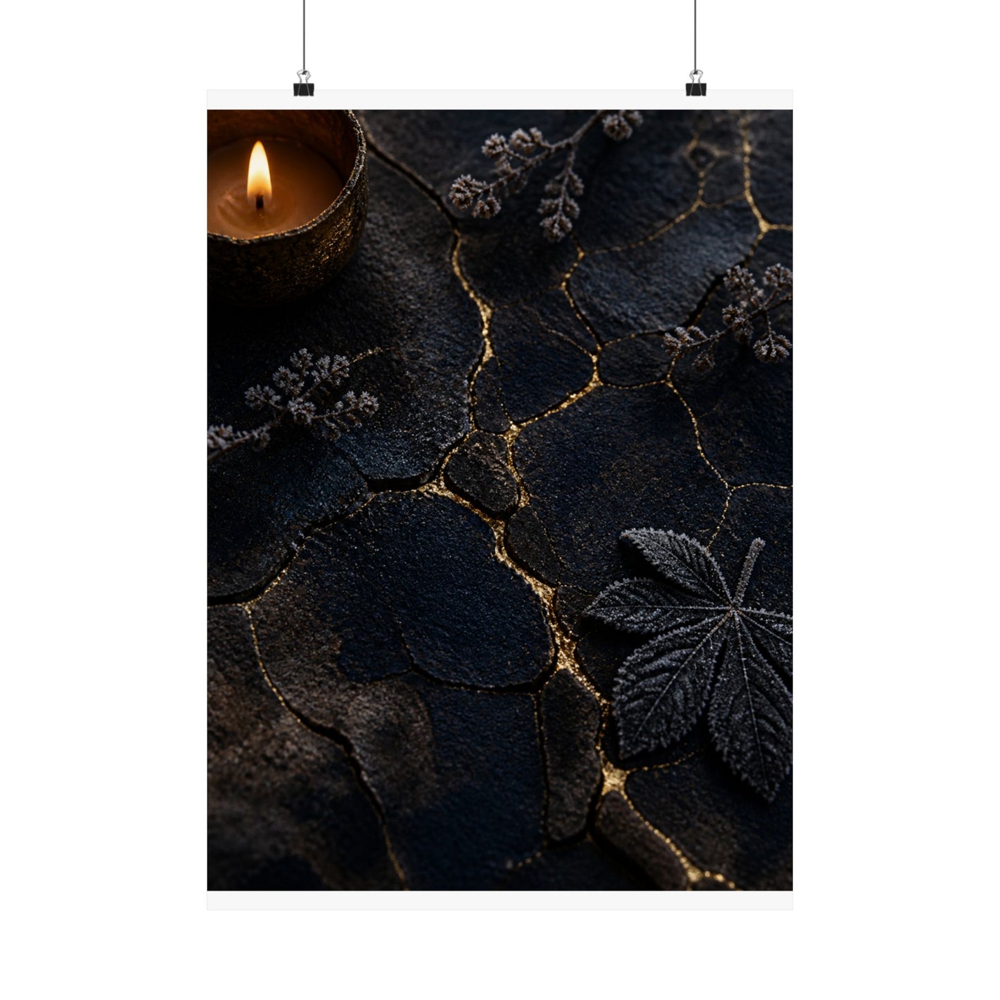 Luxurious Cracked Earth Wall Art Print - Moody Minimal Dark Japandi