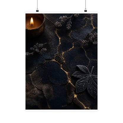 Luxurious Cracked Earth Wall Art Print - Moody Minimal Dark Japandi