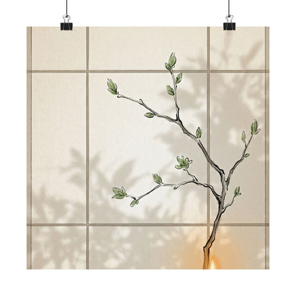 Shoji Screen Minimal Line Wall Art Print | Earthy Japandi Art