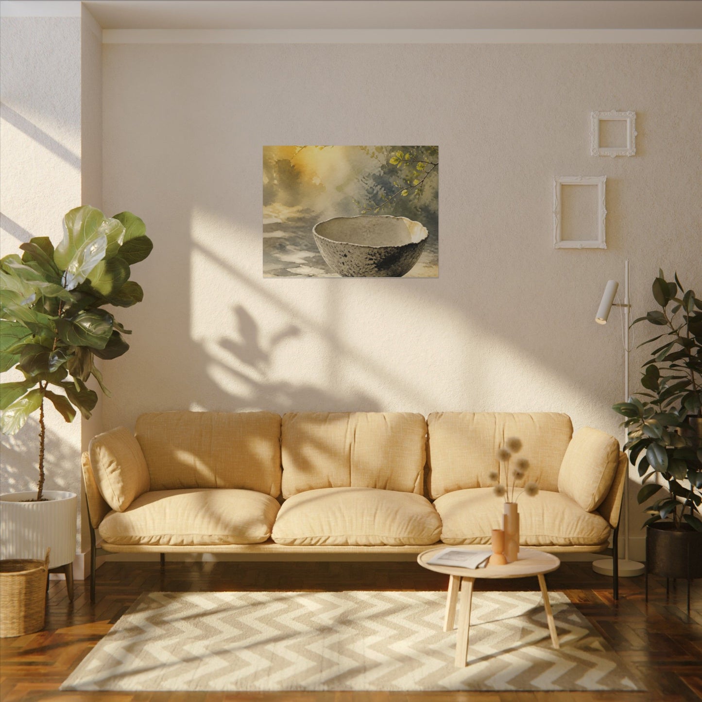 Cozy Ceramic Bowl Canvas Art - Watercolor Japandi