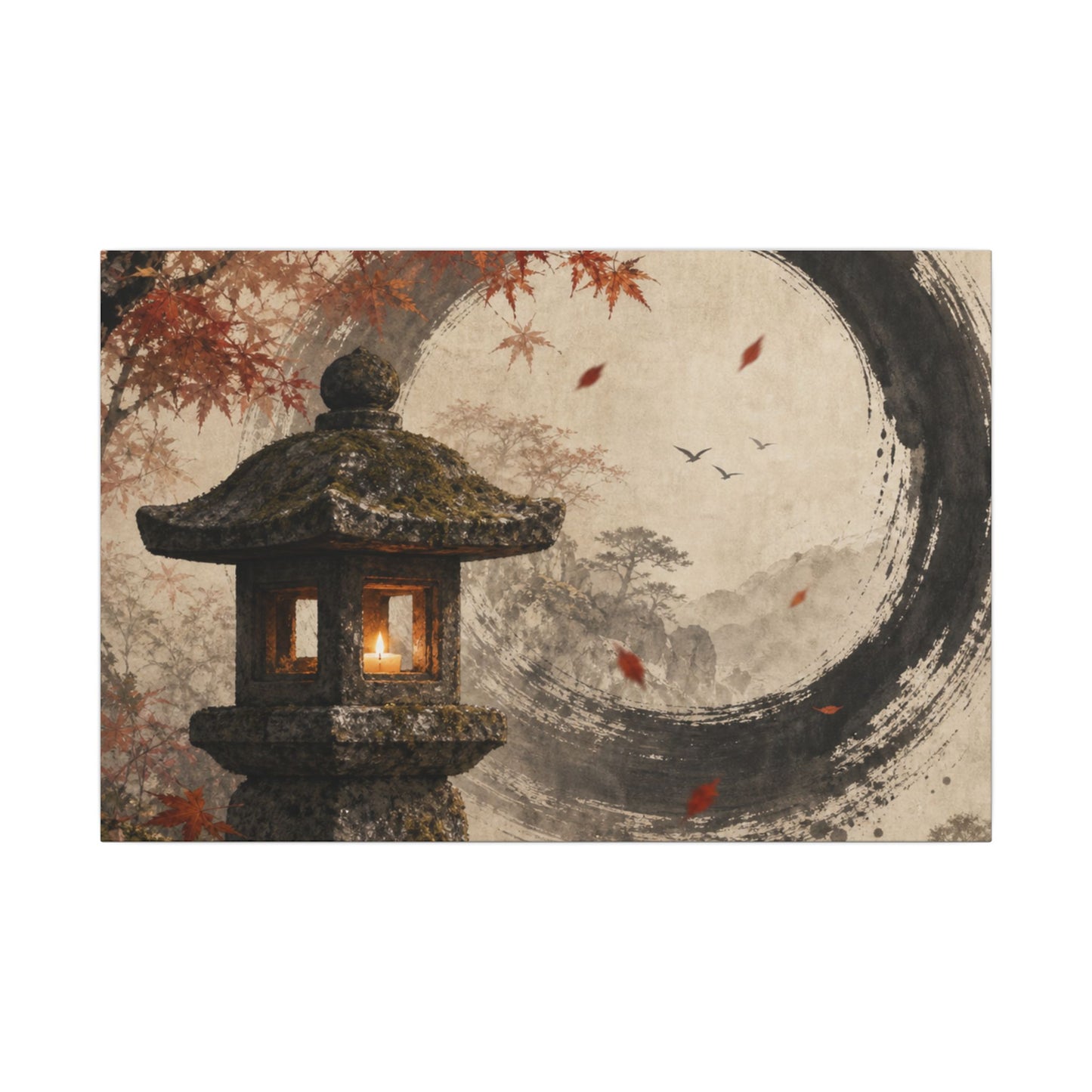 Ma Stone Lantern Canvas Art - Zen Enso