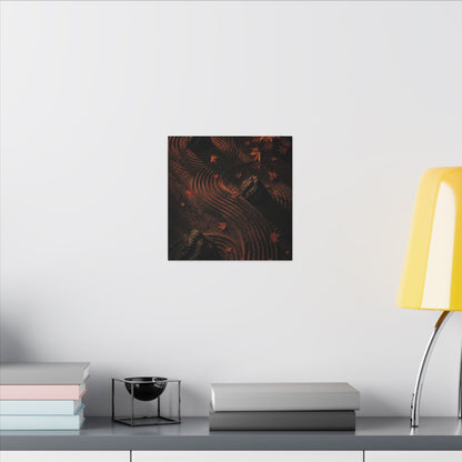 Dark Japandi Rock Garden in Golden Hour | Charcoal Ink Canvas Art