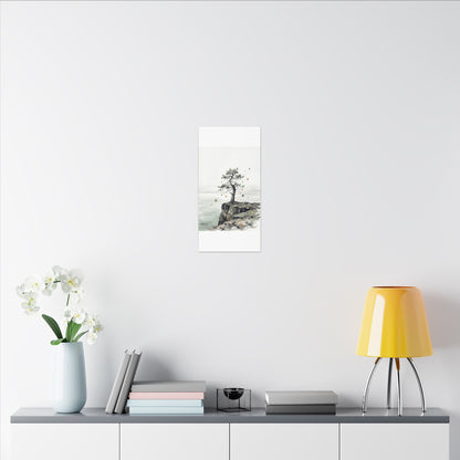 Japandi Pine Tree in Overcast | Watercolor Canvas Art