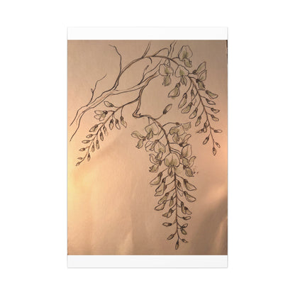 Japandi Wisteria in Candlelight | Minimal Line Canvas Art