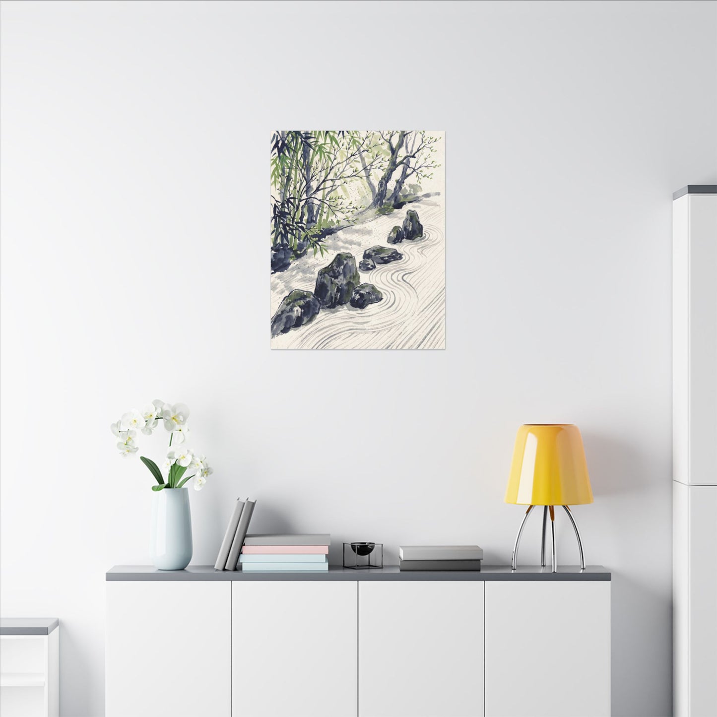 Dappled Rock Garden Canvas Art - Zen Mono No Aware