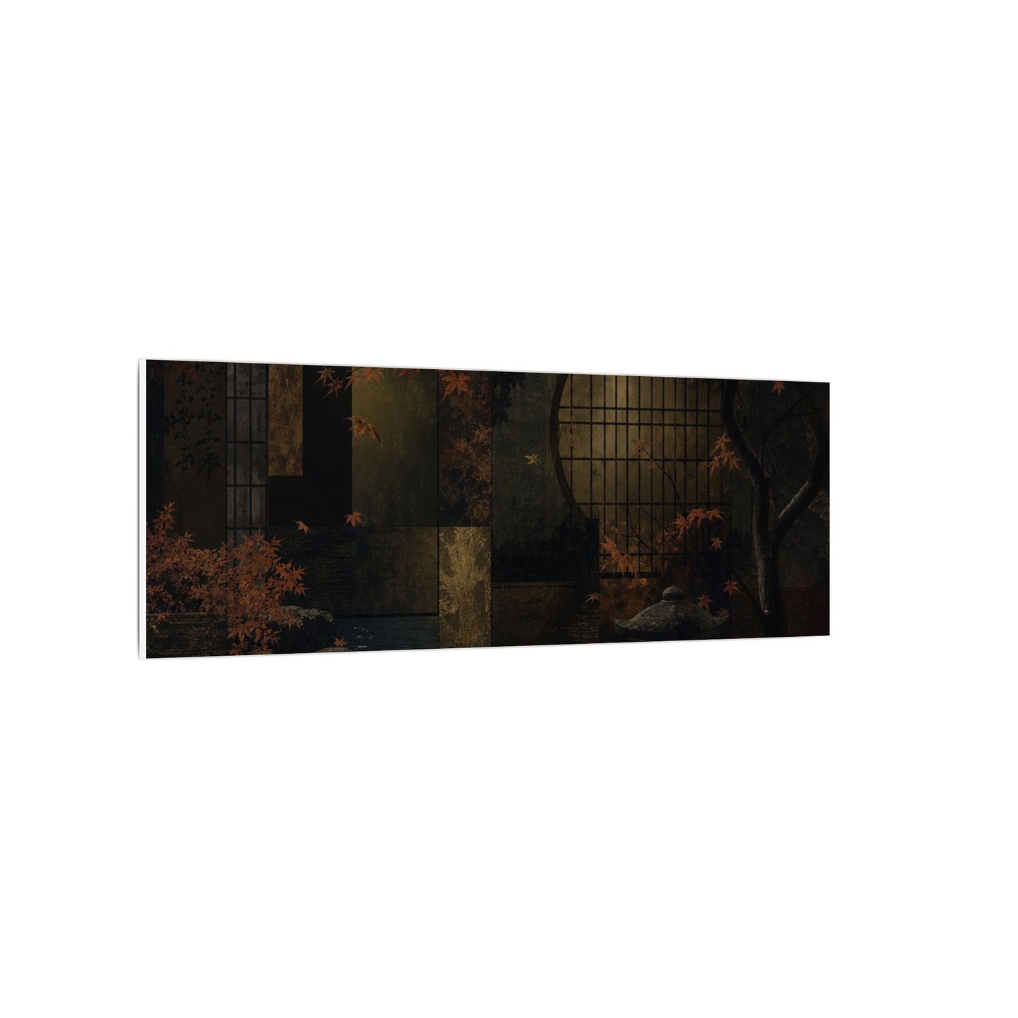 Moonlight Moonlit Garden Canvas Art - Dark Japandi Shibui