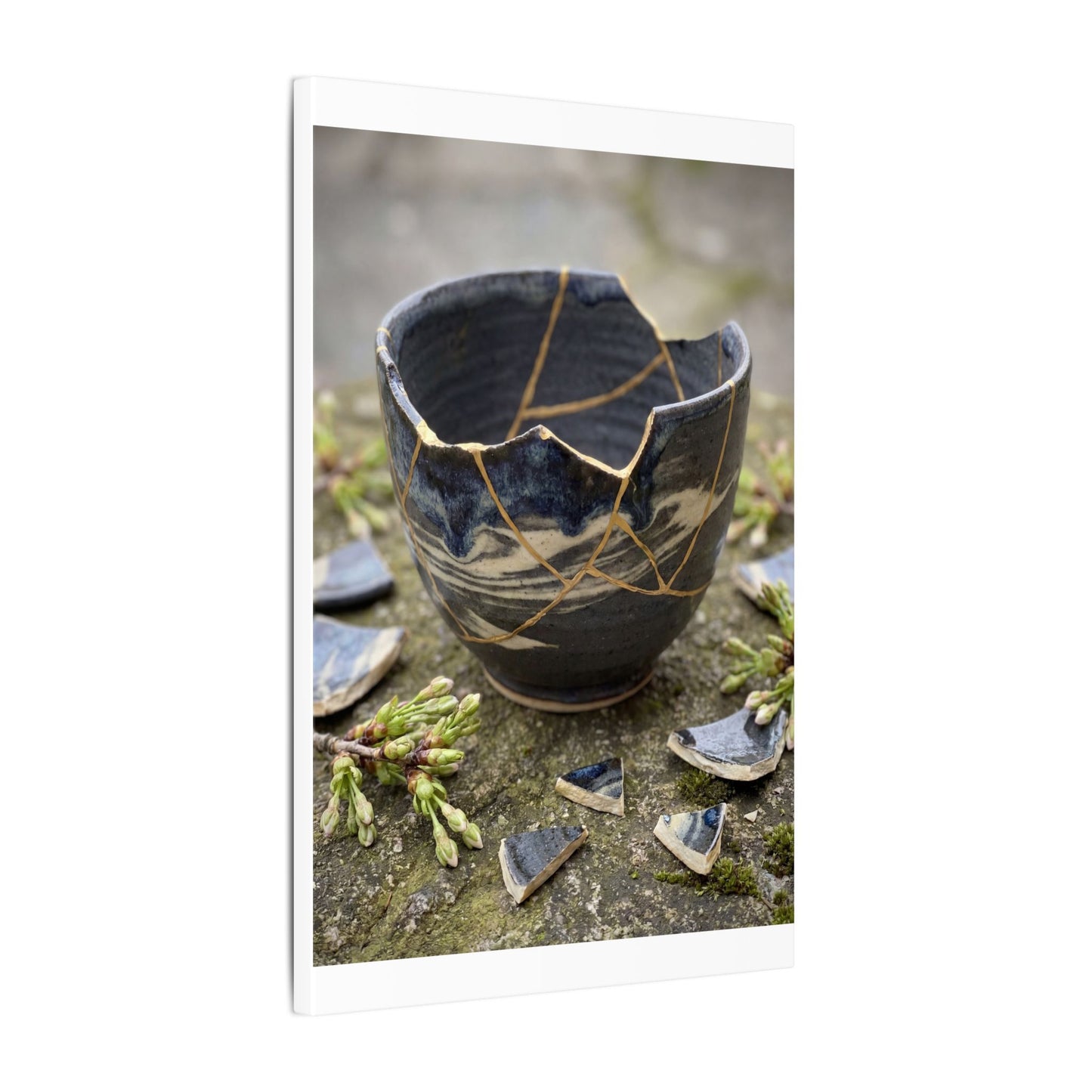 Datsuzoku Ceramic Bowl Canvas Art - Kintsugi Gold Repair