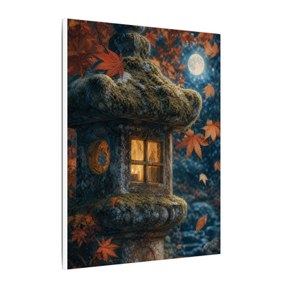 Autumn Stone Lantern Forest Whimsy Canvas Art | Earthy Decor