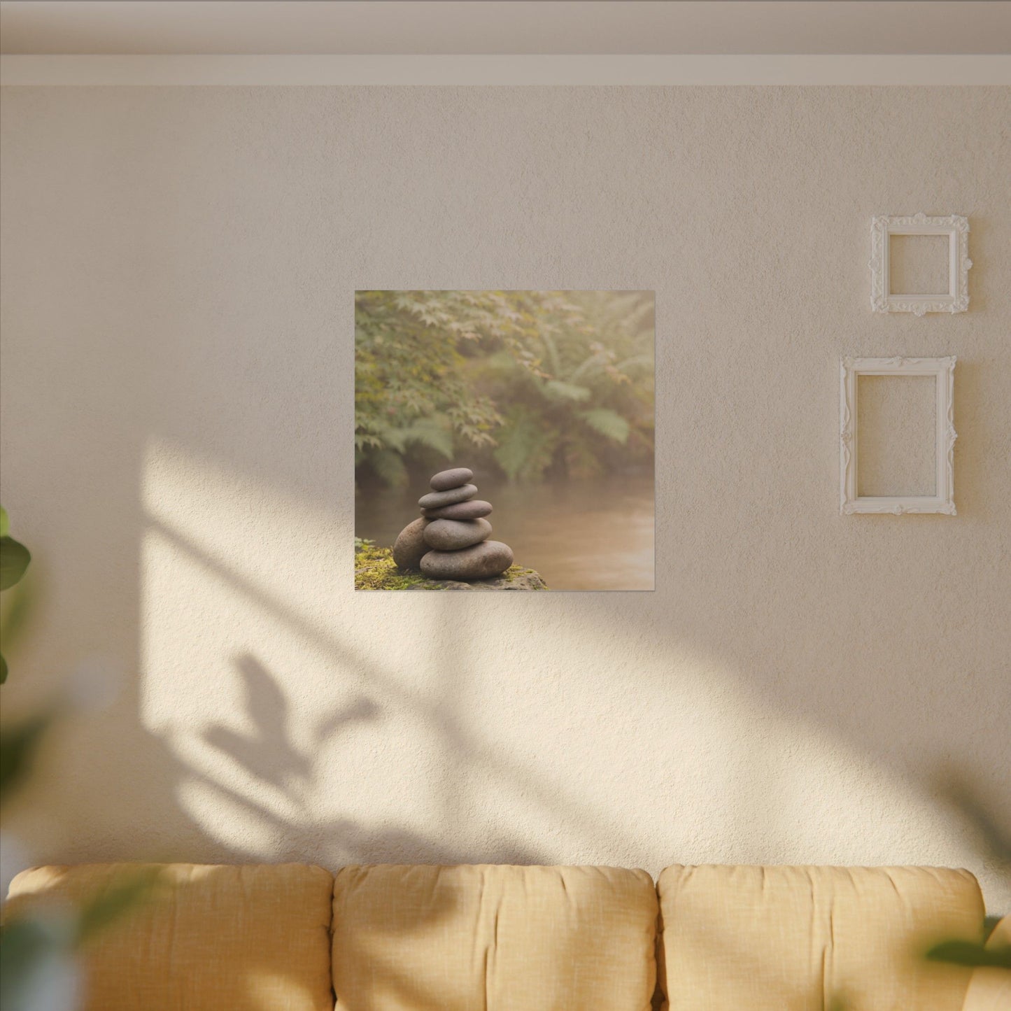 Cozy River Stones Canvas Art - Japanese Pattern Japandi