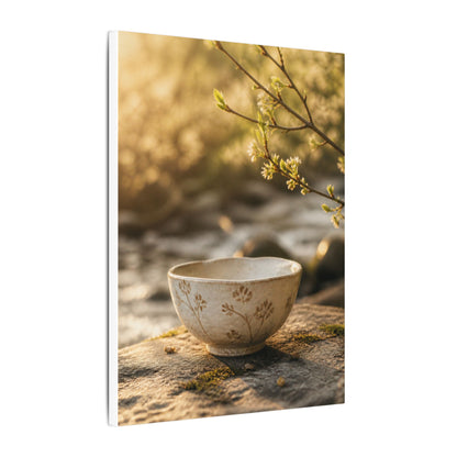 Neutral Ceramic Bowl Canvas Art - Japanese Pattern Japandi