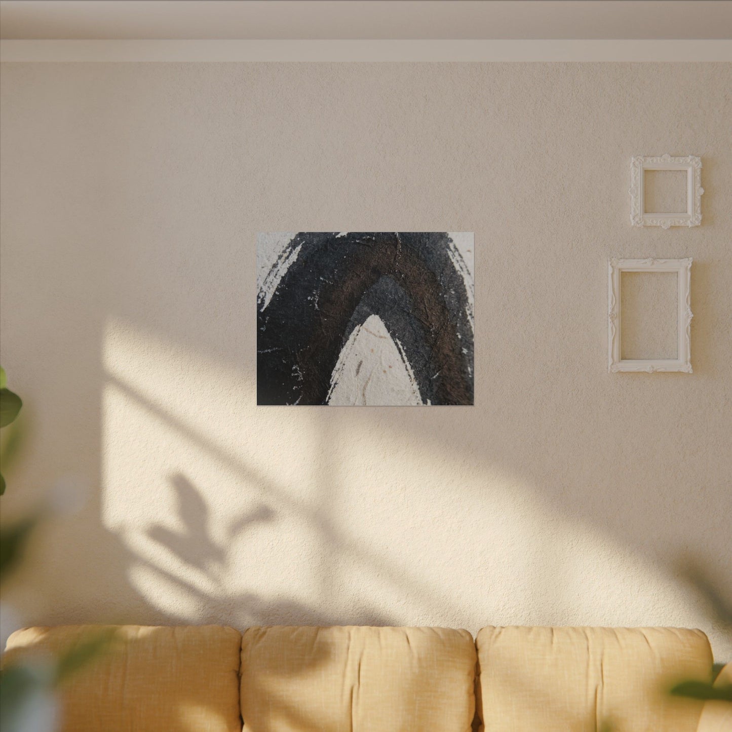 Moody Ink Brushstroke Canvas Art - Moody Minimal Dark Japandi