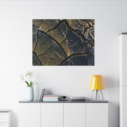 Winter Cracked Earth Moody Minimal Canvas Art | Atmospheric Decor