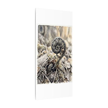 Japandi Fern Unfurling in Golden Hour | Watercolor Canvas Art