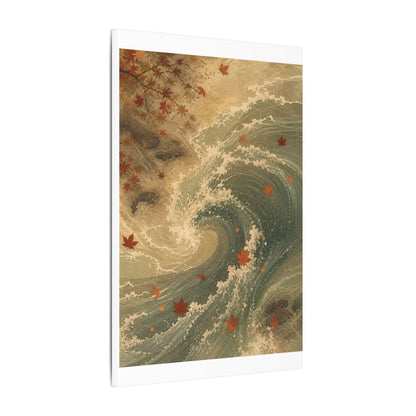 Japandi Ocean Wave in Candlelight | Japanese Pattern Canvas Art