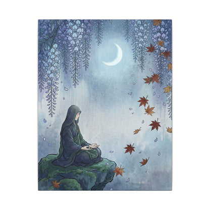 Zen Wisteria in Moonlight | Ukiyo E Inspired Canvas Art