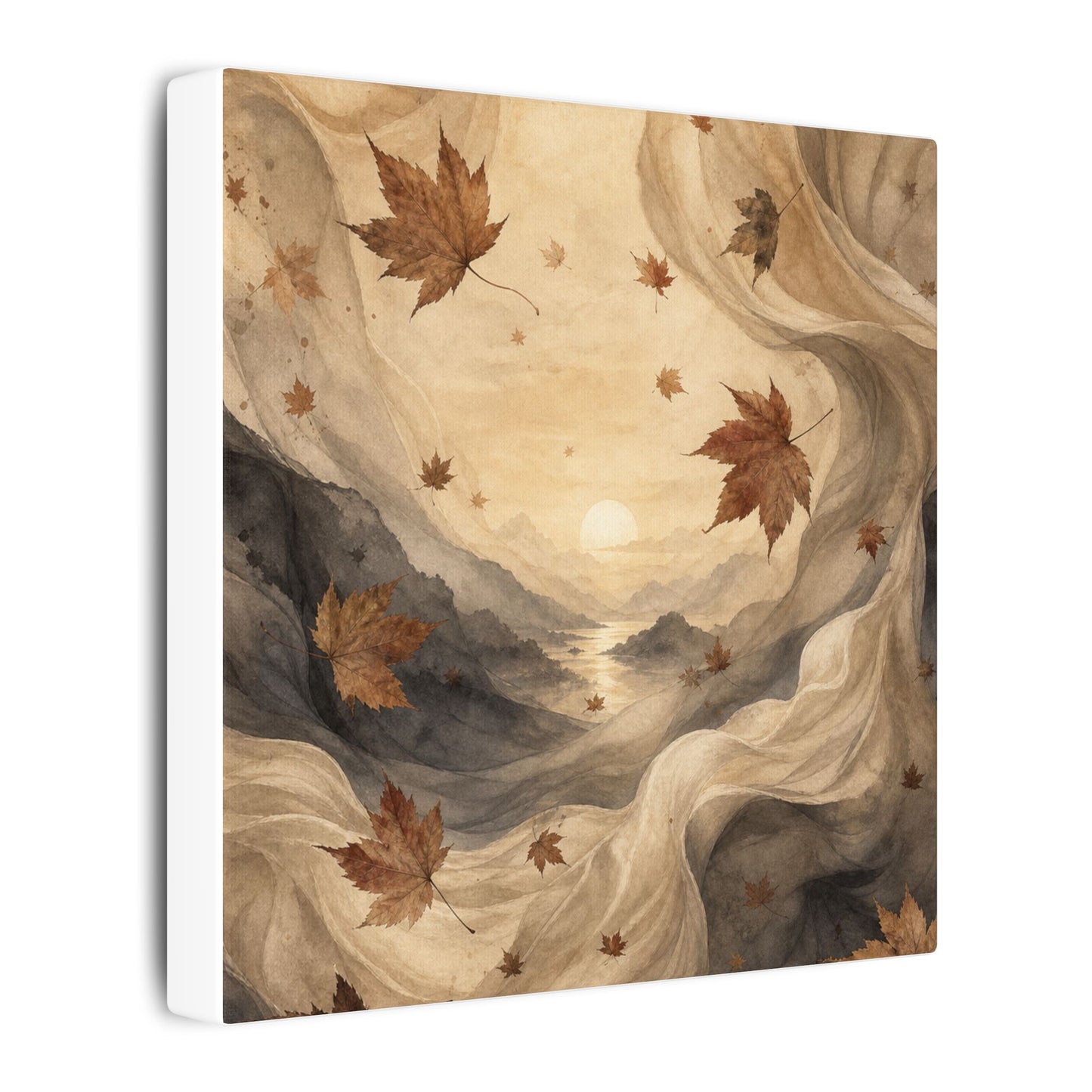 Autumn Silk Drape Watercolor Canvas Art | Earthy Decor