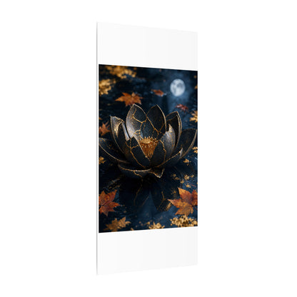 Moonlight Lotus Flower Canvas Art - Kintsugi Fukinsei