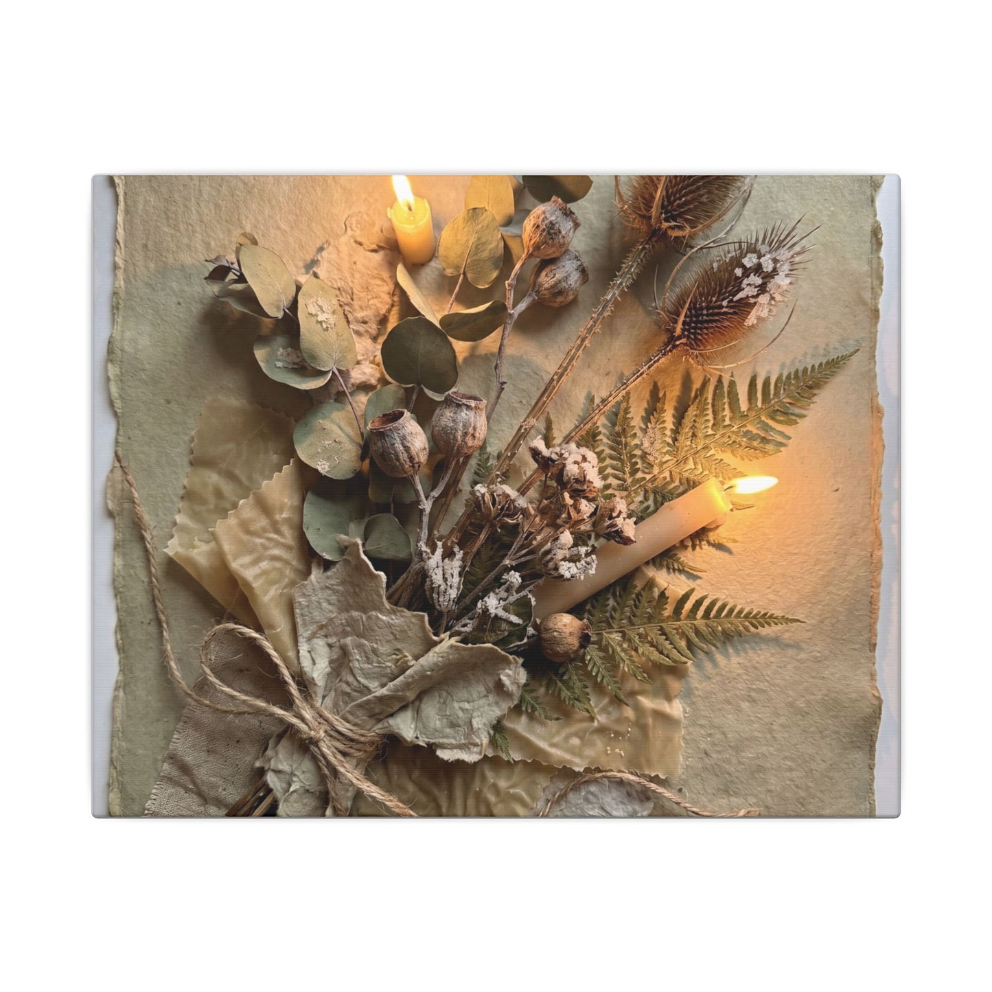 Dried Flowers Texture Canvas Art | Warm Japandi Art