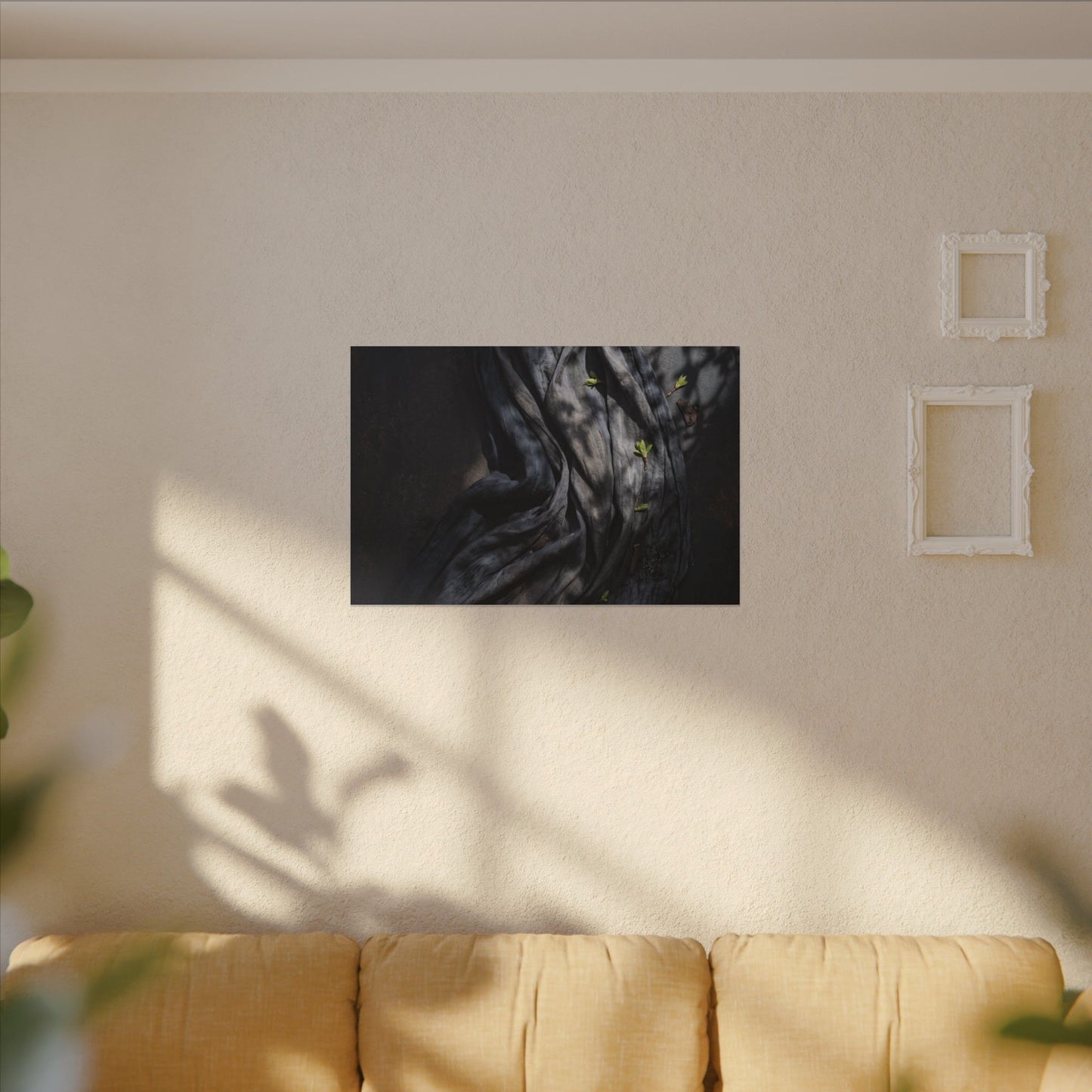 Seijaku Silk Drape Canvas Art - Dark Japandi Dark Texture