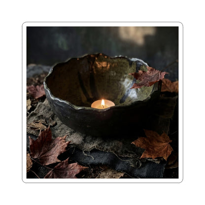 Ceramic Bowl Autumn Sticker | Dark Japandi Atmospheric Design Art Print