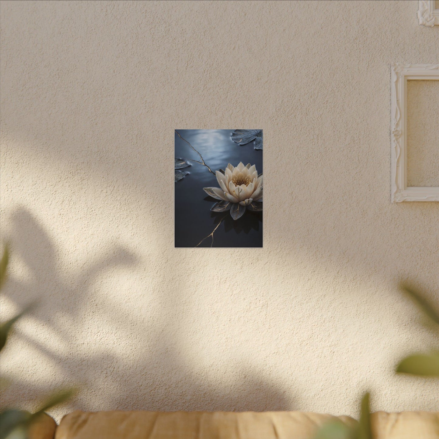 Beautiful Lotus Flower Canvas Art - Gold Vein Kintsugi
