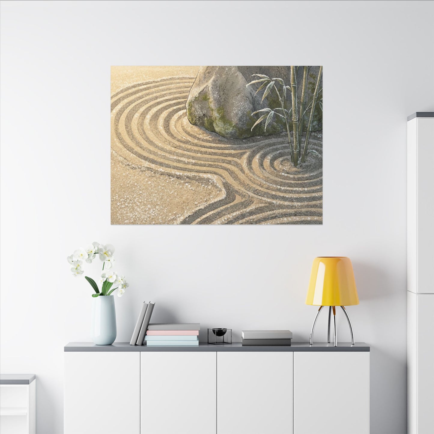 Rock Garden Winter Canvas Art | Zen Peaceful Design