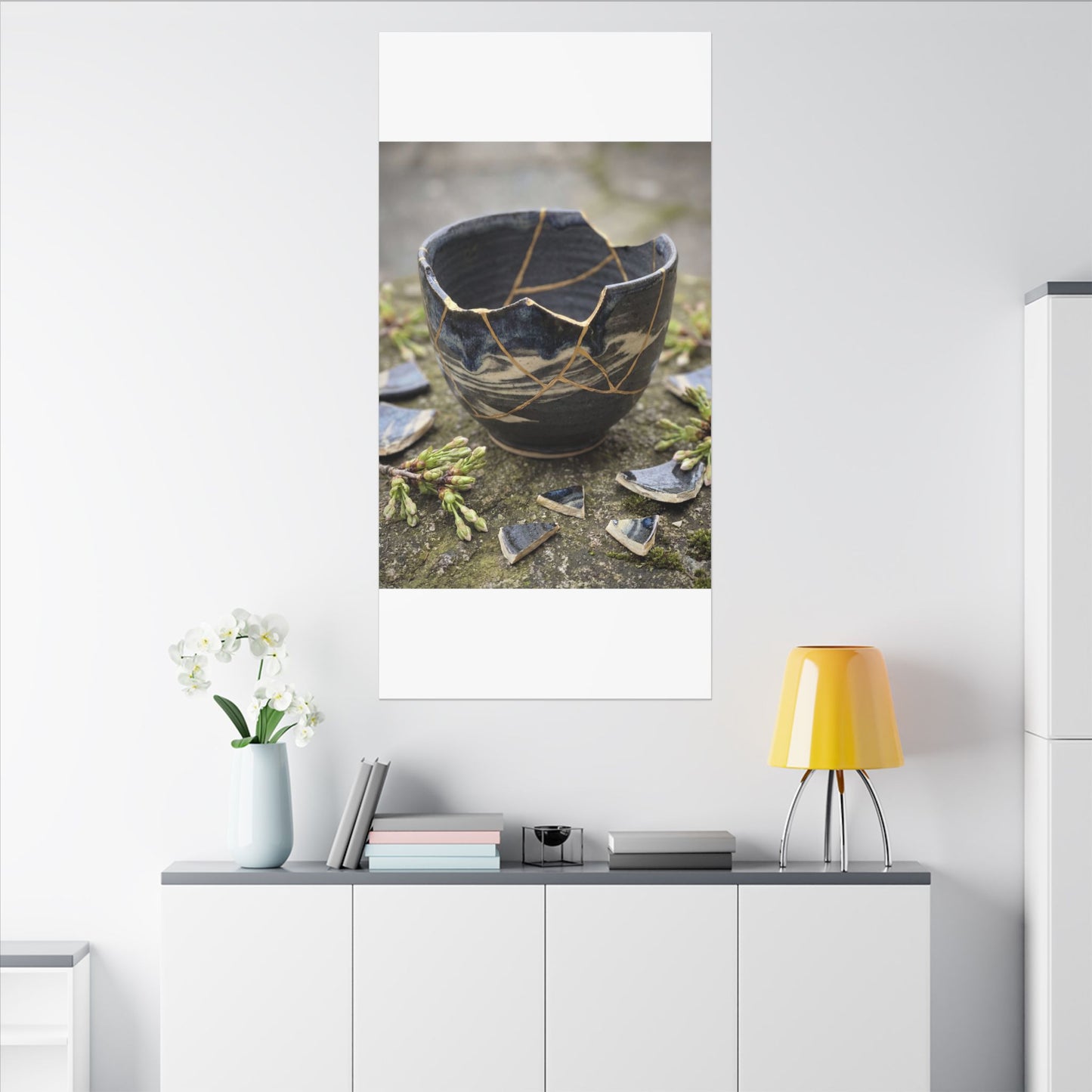 Datsuzoku Ceramic Bowl Canvas Art - Kintsugi Gold Repair