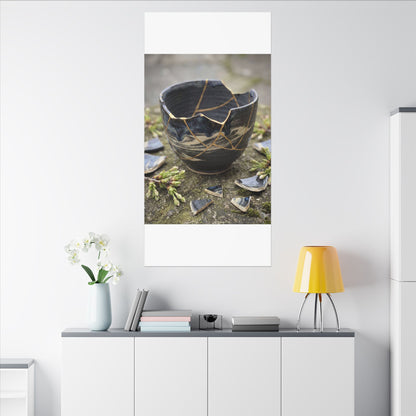 Datsuzoku Ceramic Bowl Canvas Art - Kintsugi Gold Repair