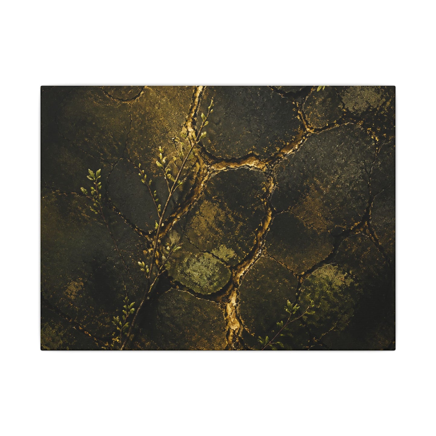 Shibui Cracked Earth Canvas Art - Dark Japandi Dark Texture