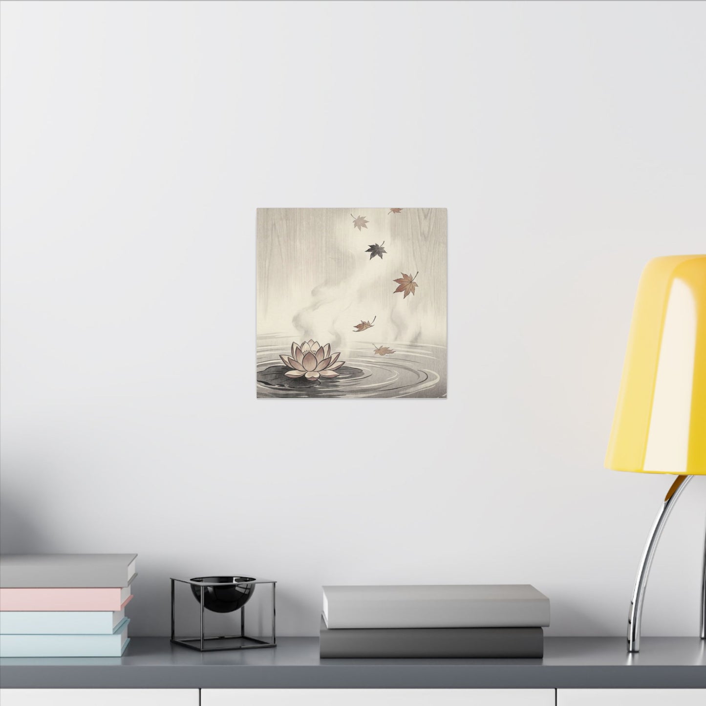 Lotus Flower Canvas Art | Autumn Zen Ukiyo E Inspired Art