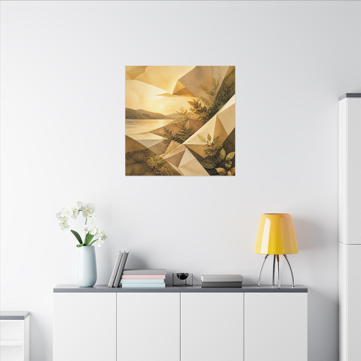Golden Hour Paper Fold Canvas Art - Japandi Ma