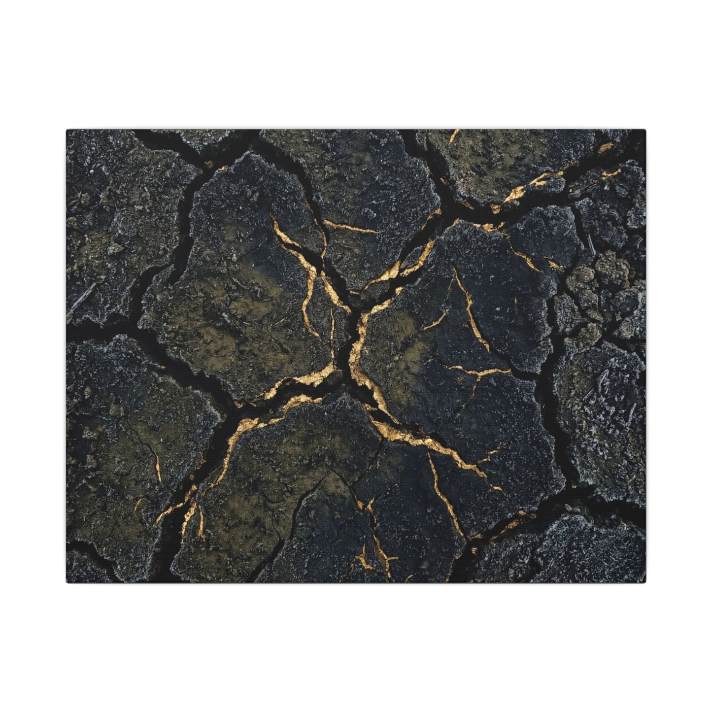 Overcast Cracked Earth Canvas Art - Dark Japandi Ma Art Print