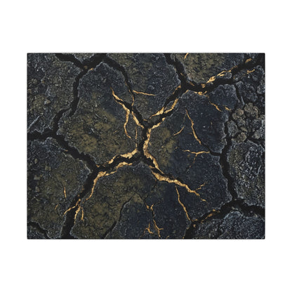 Overcast Cracked Earth Canvas Art - Dark Japandi Ma Art Print